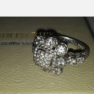 Judith Ripka Silver Ring with Crystal Details